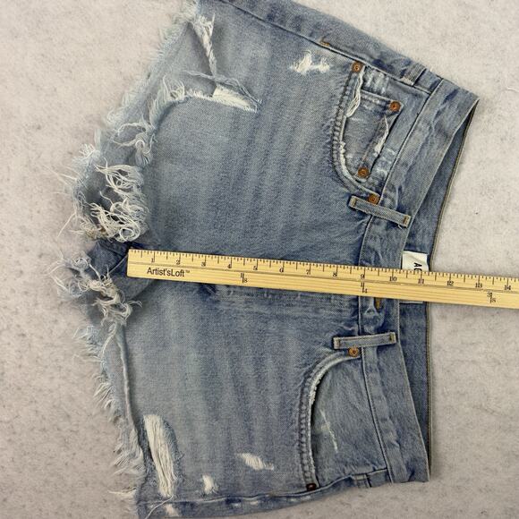 AGOLDE Parker Vintage Cut Off Short Distressed Button Fly Swapmeet Size 28 Blue - Picture 6 of 10